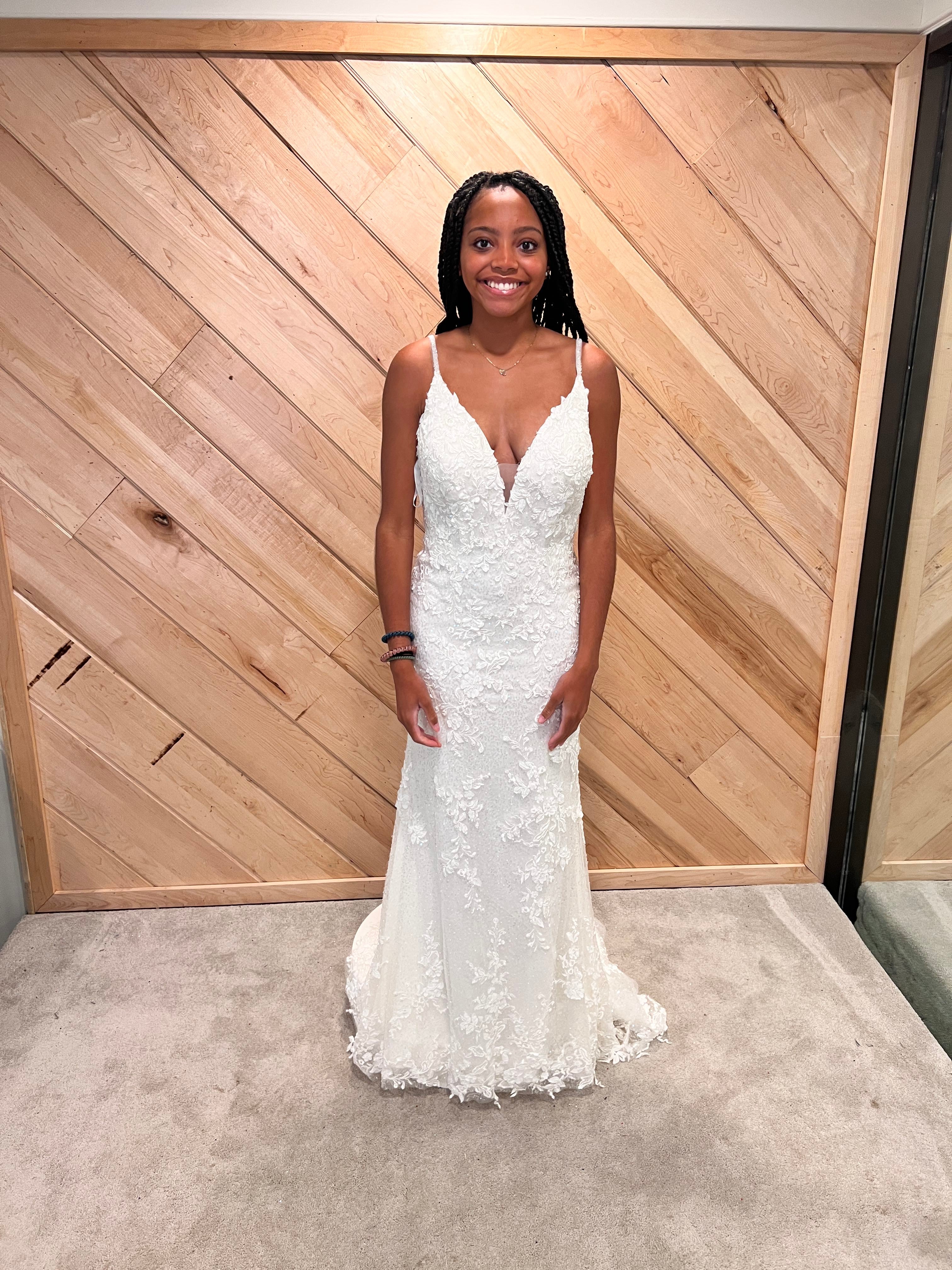 Wedding Dress Adrianna Papell Beaded V Neck Dress ADRIANNA PAPELL